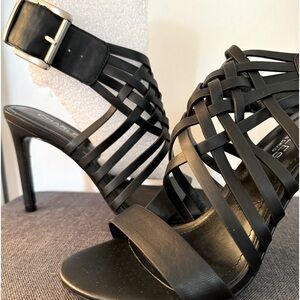 NEW Charles David Isabel Black extra Strappy high-heels Sandals sz 6-1/2M